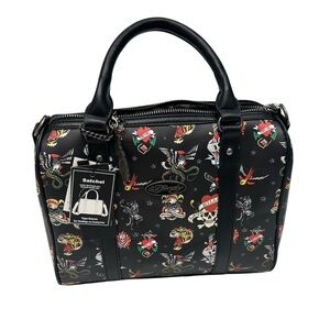 Ed Hardy Tiger Snake Eagle Print  Convertible Crossbody /Tote-‎ NWT